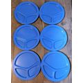 Melamine Divided Trays 6 Heavy duty Blue Top Aq...