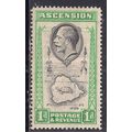 Ascension 1934 KGV 1d Map of Island MM SG 22 ( ...