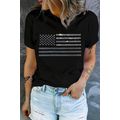 Black Glittering Rhinestone American Flag Patte...