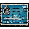 Singapore Malaya 1955 Queen Elizabeth II Boat 5...