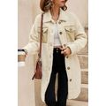 Beige Contrast Flap Pocket Single Breasted Tedd...