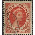 RHODESIA & NYASALAND, Queen Elizabeth II, orange 1954, ½d, #3