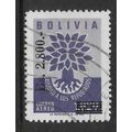 BOLIVIA 1962 SURCH 2800b on 1800b VIOLET SG 735...