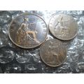 1901 Victoria Veiled Head penny, half-penny & f...