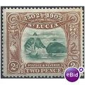 St. Lucia 1902 SG63 2d Green & Brown Mounted Mint.