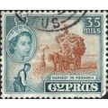 CYPRUS, Harvest in Mesaoria, blue & brown 1955,...