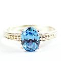 Swiss Blue CZ, 925 Sterling Silver Ladies Ring,...