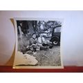 1940s? PICNIC besides a veteran car real photog...