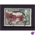 CEYLON 1935 SG373 15c RED BROWN AND GREEN FINE ...