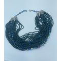 Blue Beaded Necklace-Elegant VTG Hook