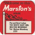 BEER MAT - MARSTONS BREWERY - THE WHITE HART IN...