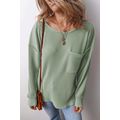 Clearly Aqua Solid Color Corded Drop Shoulder L...