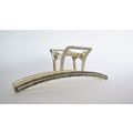 Long art deco gold metal gray crystal hair claw...