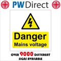 WS089 DANGER MAINS VOLTAGE SIGN SHOCK LIVE SAFE...
