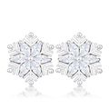 6Ct Rhodium Plated Clear Marquise Snowflake Ear...