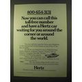 1970 Hertz Rent-a-Car Ad - Call This Number