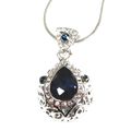 Beautiful Silver Sapphire Blue CZ Crystal Penda...