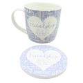 Frienship Mug & Coaster Set Grey & White 8.3 CM...