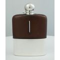 BIG Antique Silver Gilt Glass Pocket Flask, She...