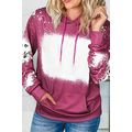 Rose Leopard Bleached Hoodie with Pocket