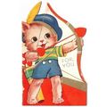 VINTAGE ' VALENTINE CARD ' CAT with Bow/ hearte...