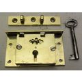 Old Box Chest Lock Victorian Brass 4 Lever Has ...