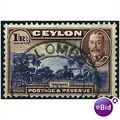 Ceylon 1935 SG378 1 Rupee Vilet Blue & Chocolat...