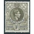 Swaziland 1943 SG35a 1/- Brown-Olive Perf 13.5x...