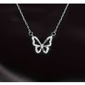 Fashion Double Layer Butterfly Pendant Chain Ne...