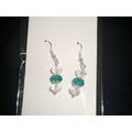 Elegant dark emerald green & clear crystal glas...