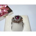 Heart Cut .75cttw Lab Ruby & Natural Rd Diamond...