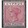 Cyprus 1896 SG42 1 piastre Carmine & Blue Mount...