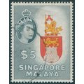 Singapore 1955 $5 yellow, red, brown & slate-bl...