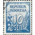 INDONESIA, Rice and Cotton, blue 1951, 10sen