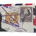 AUS 1948 2/- + GB 5d TO PAY' ON PIECE FINE USED...