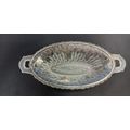 VINTAGE ART DECO OVAL GLASS & SILVER OVERLAY RE...