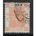 HONG KONG 1954 QEII 5c ORANGE SG 178 FINE USED#
