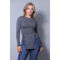 Sleek & Chic Fall Long Sleeve Slitted Top
