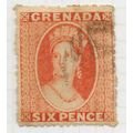 GRENADA 1873 CHALON 6d SIX PENCE LARGE STAR WMK...