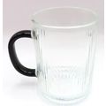 Ridged Glass Mug with Black Handle 10 CM Cold D...