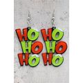 Green HO HO HO Dangle Christmas Earrings