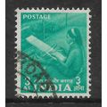 INDIA 1955 FIVE YEAR PLAN 3a BLUE GREEN WOMAN W...