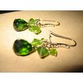 RMN Green Crystal Dangle Pierced Earrings