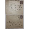 GB QV 2 Covers 1885 & 1901 with 1d Lilac one Be...