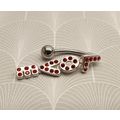 925 Sterling Silver and Surgical Steel Red Crys...