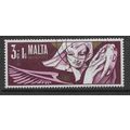 MALTA 1972 CHRISTMAS 3c + 1c PLUM LAVENDER & GO...