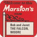BEER MAT - MARSTONS BREWERY - THE FALCON, WOORE...
