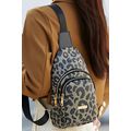 Leopard Printed Fanny Pack PU Leather Sling Bel...
