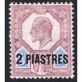 British Levant 1908 Sg14a 2pi on 5d Dull Purple...
