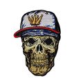 Iron On Patch Skull in Cap Embroidered Sew Bike...